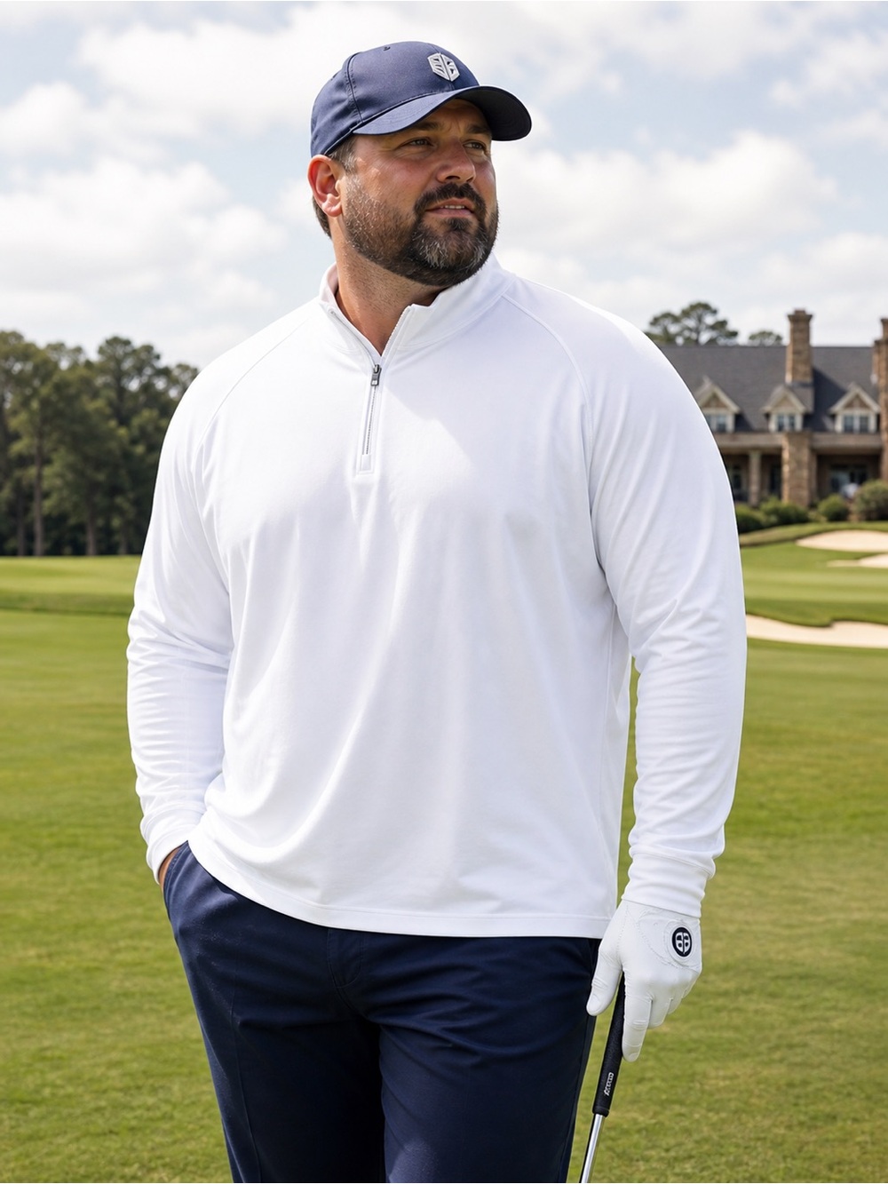 GRAHAM Luxe Men’s White 1/4 Zip Pullover Shirt Size 2XL Athletic Stretch